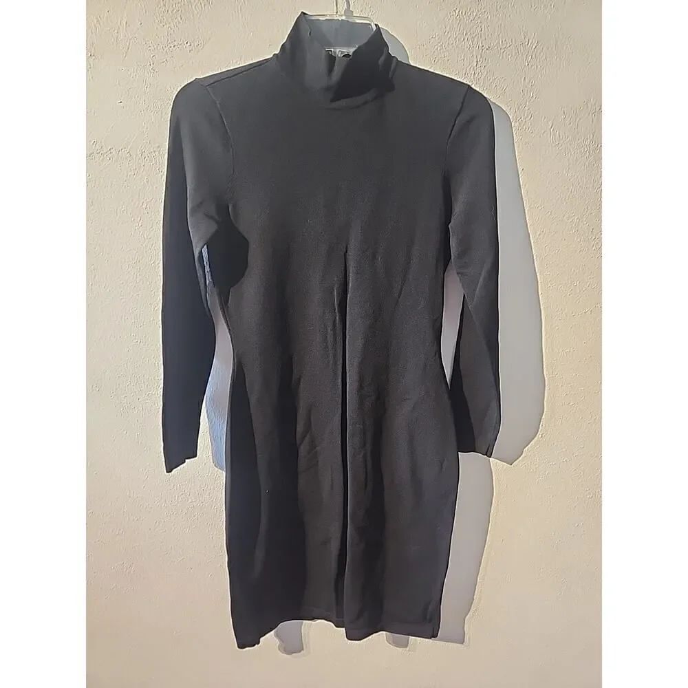 LAUREN Ralph Lauren Women's Black Long Sleeve Stretch Fitted Dress Small Viscose